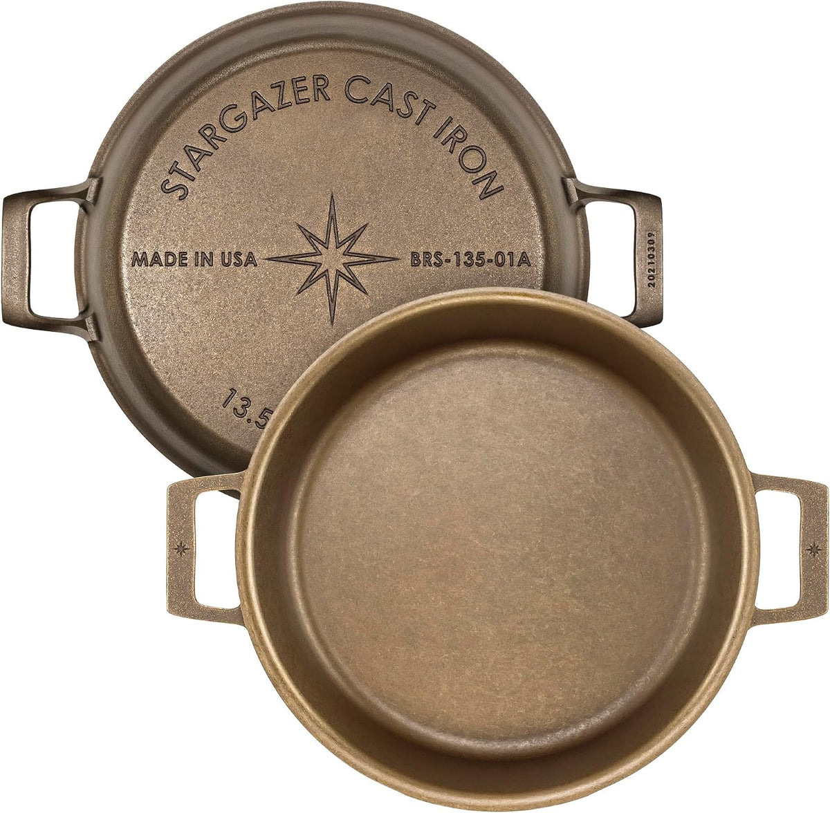 Stargazer - Sartén de hierro fundido de 13.5 pulgadas | Fabricada en EE. UU., sazonada, sartén premium para asar, cocinar a la parrilla, hornear y más – Hierro fundido duradero con superficie de