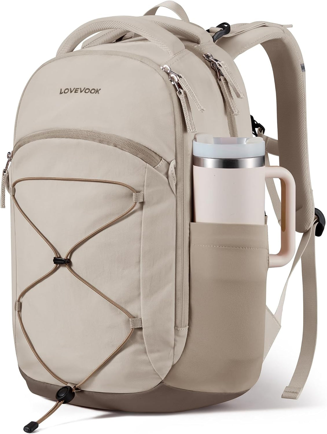 LOVEVOOK Mochila de viaje para laptop, Caqui claro - Marrón - Caqui...