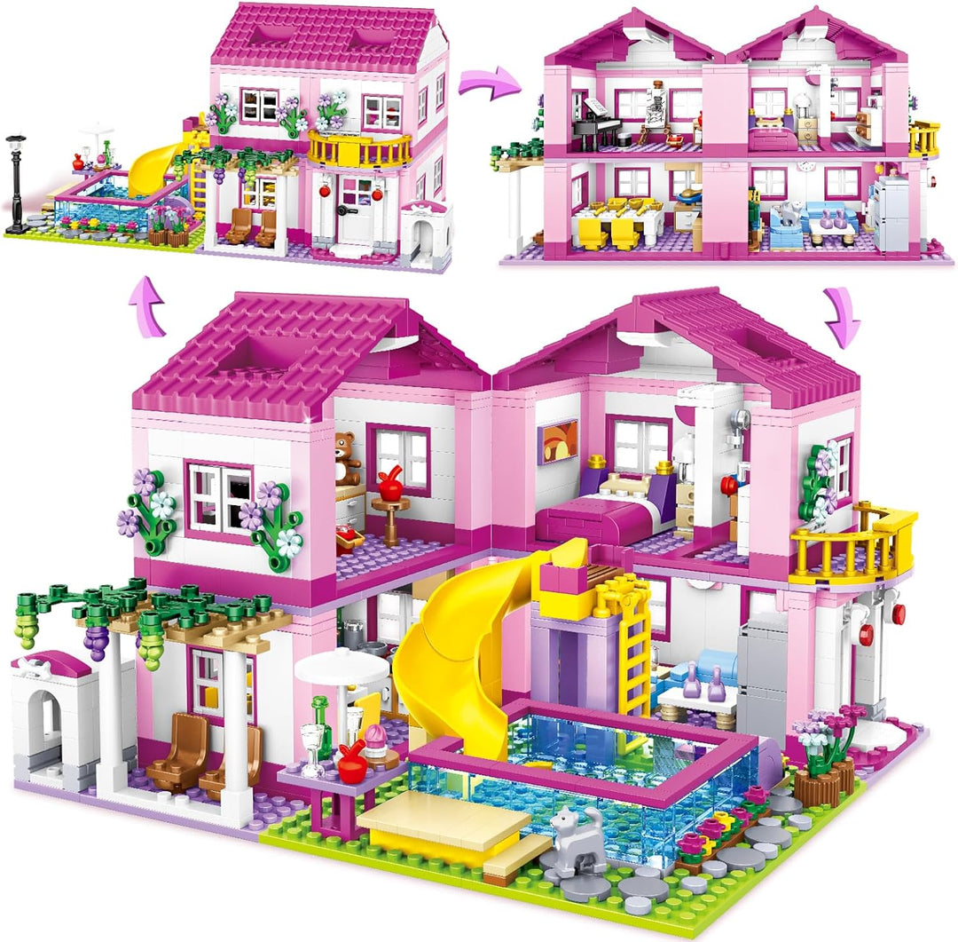 Pink Girls Summer Villa Friends - Juego de construcción