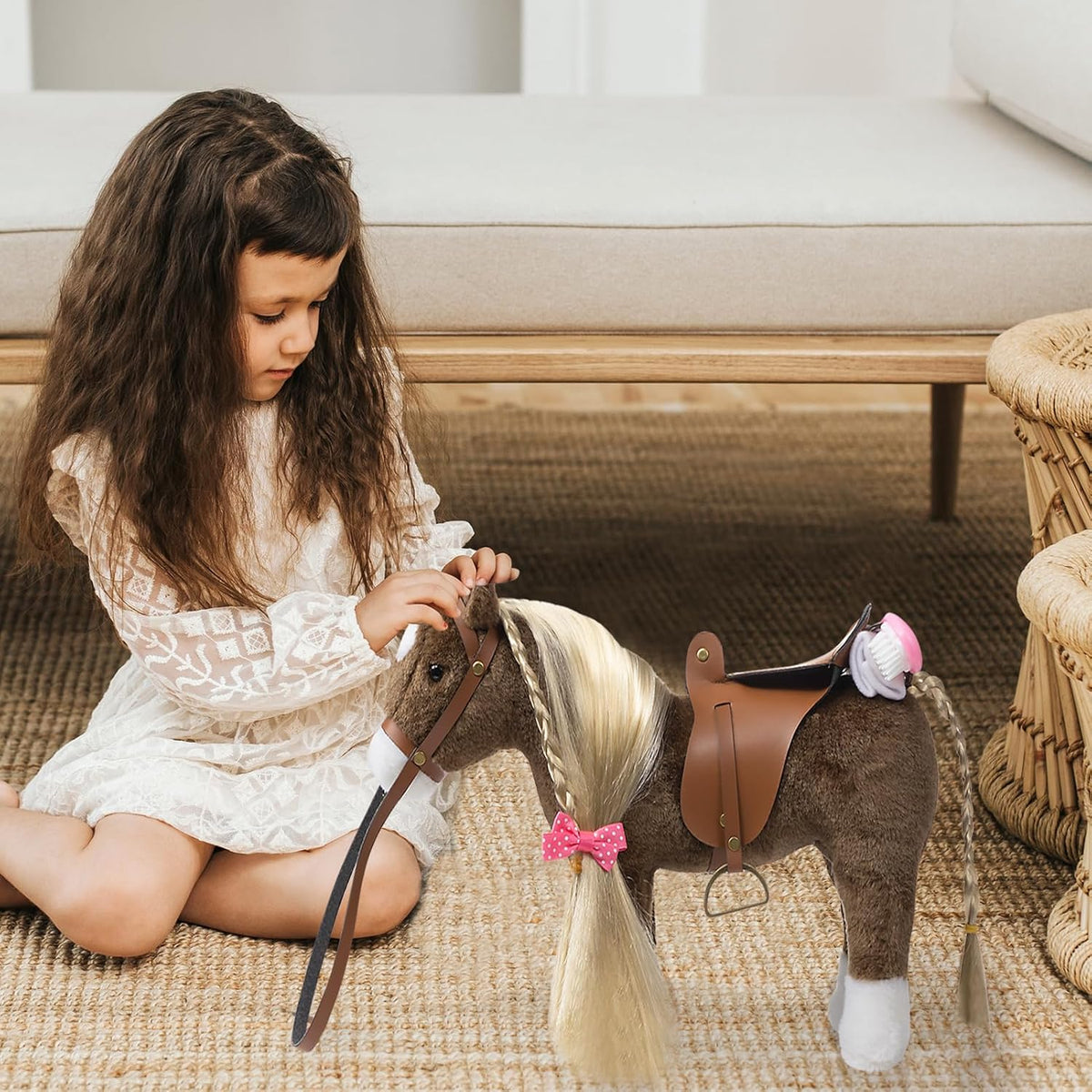 HollyHOME Animal de Peluche Caballo Lindo Poni de Peluche Juguetes de Caballo de Juego, Chocolate