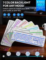 Teclado y mouse inalámbricos, máquina de escribir retroiluminada co...