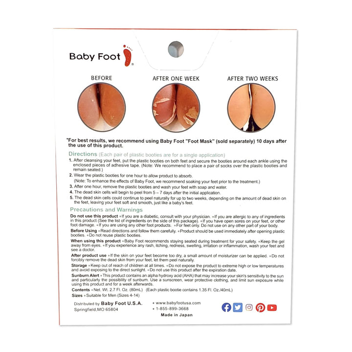 Baby Foot - Exfoliante original para peeling de pies para hombres -...