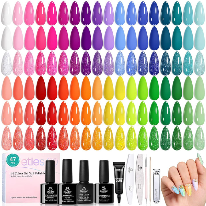 Beetles - Juego de esmaltes de gel de 36 colores, esmalte de uñas d...