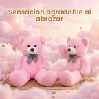 Oso de peluche gigante rosa, animal de peluche grande de 47 pulgadas, juguete de peluche, material de felpa suave, oso de peluche clásico con lazo a cuadros, para acurrucarse