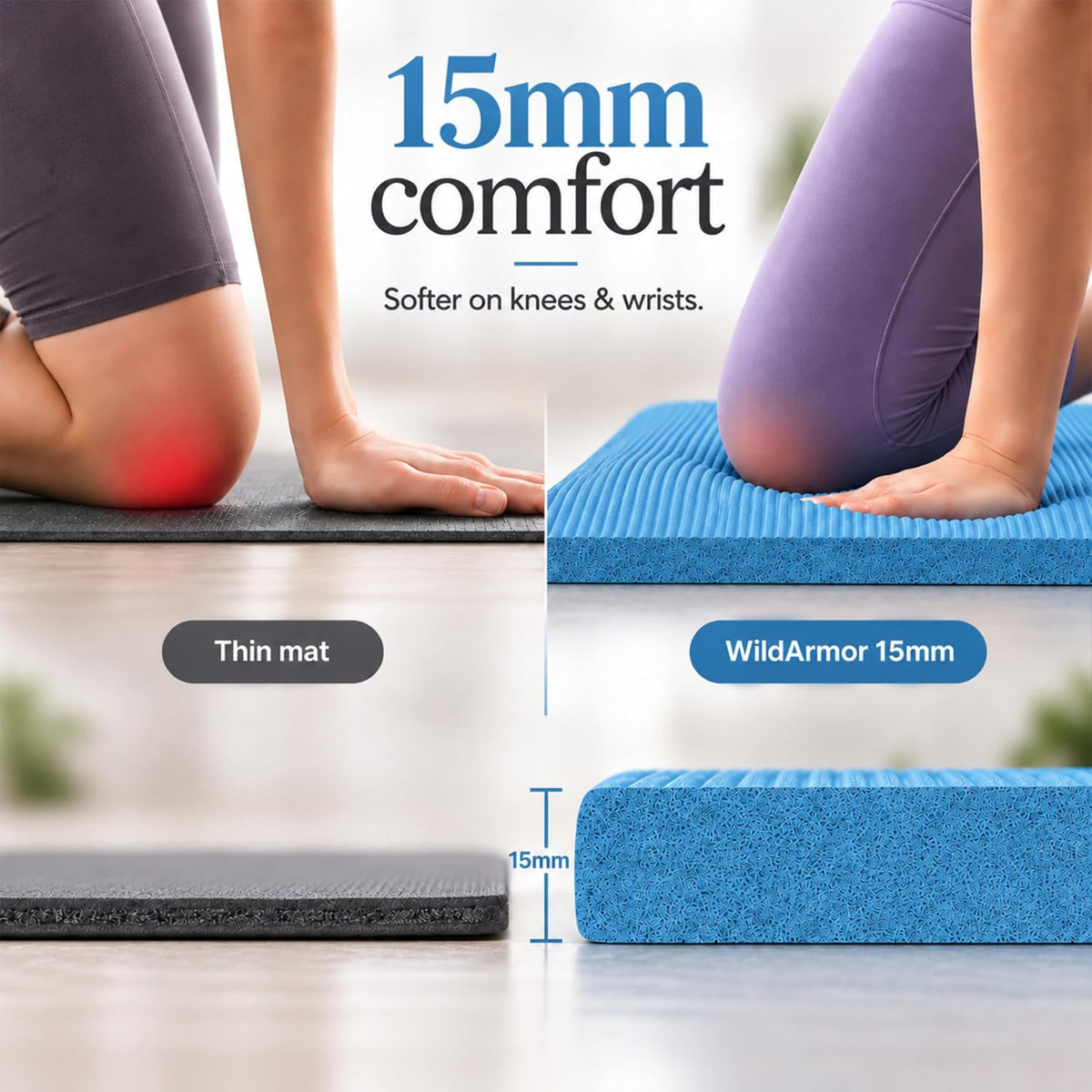Tapete de yoga extra grueso, antideslizante de 0.591 in NBR, 72 x 24 pulgadas, viene con bola de masaje TPE y cronómetro digital, alfombrilla de entrenamiento para ejercicio en casa, fitness, pilates