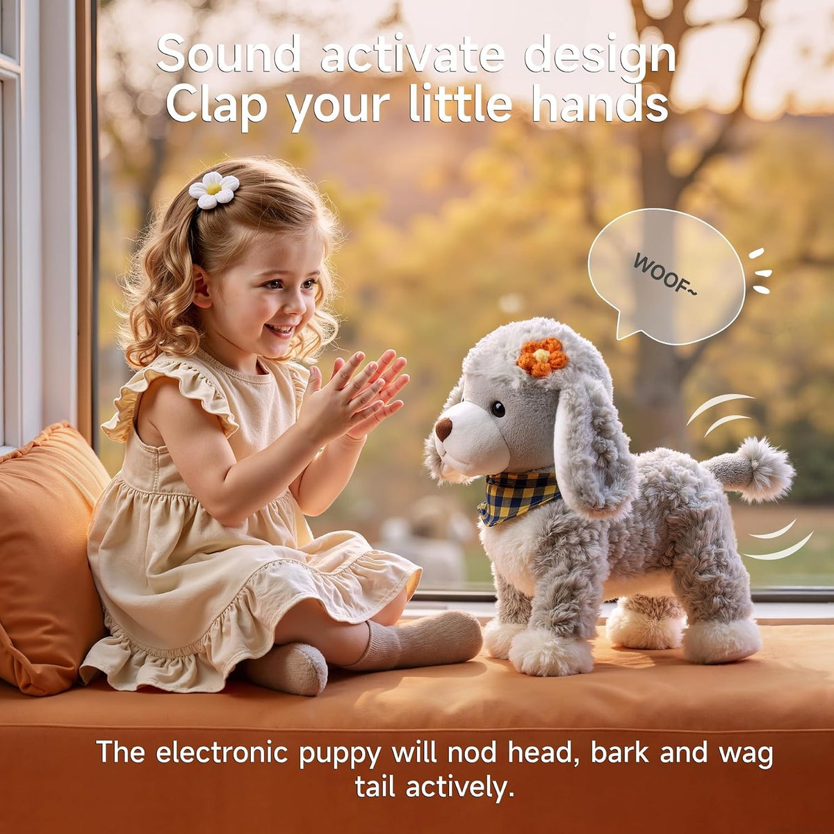 TUMAMA Juguete electrónico interactivo para cachorros de peluche, l...