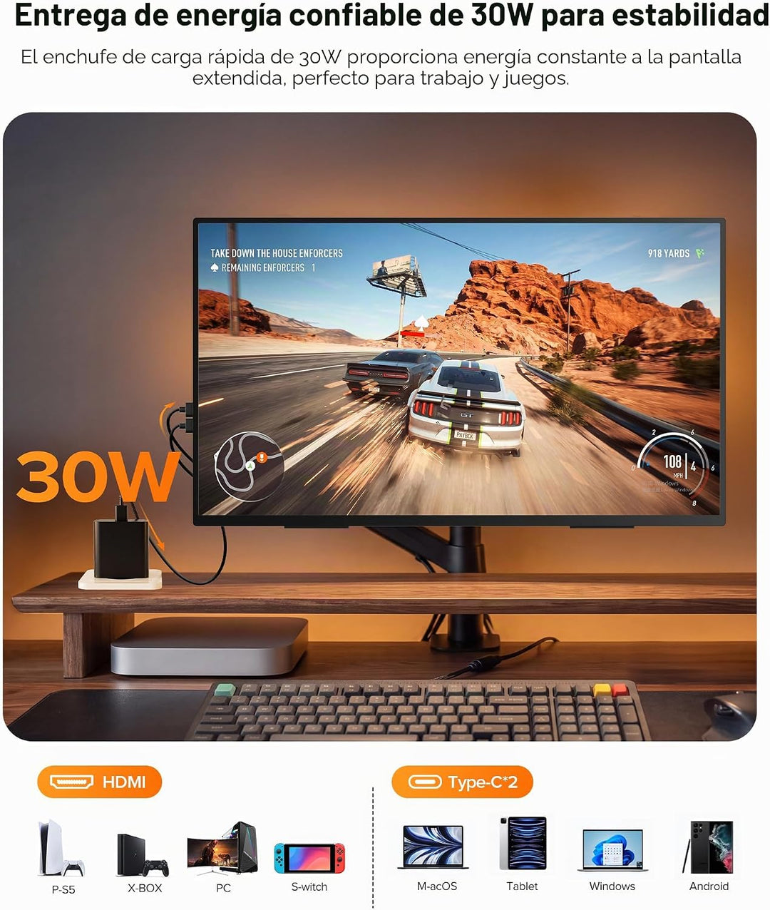 Monitor portátil de 24 pulgadas, 144 Hz, 1080P, 145% sRGB QLED, 0.1...
