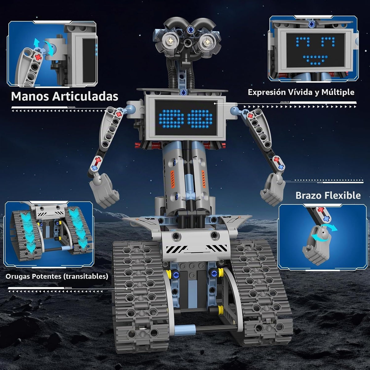 Kit de construcción de robot Johnny 5 5 en 1, juego de construcción de robot STEM con aplicación y control remoto de 2.4 GHz, juguetes tecnicos transformables de robótica RC para niños de 6 7 8 9 10 11 12 + regalos de cumpleaños