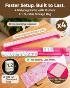 No-Counting & Non-Slip Acrylic Mahjong Racks con Pushers Set de 4 & Bag