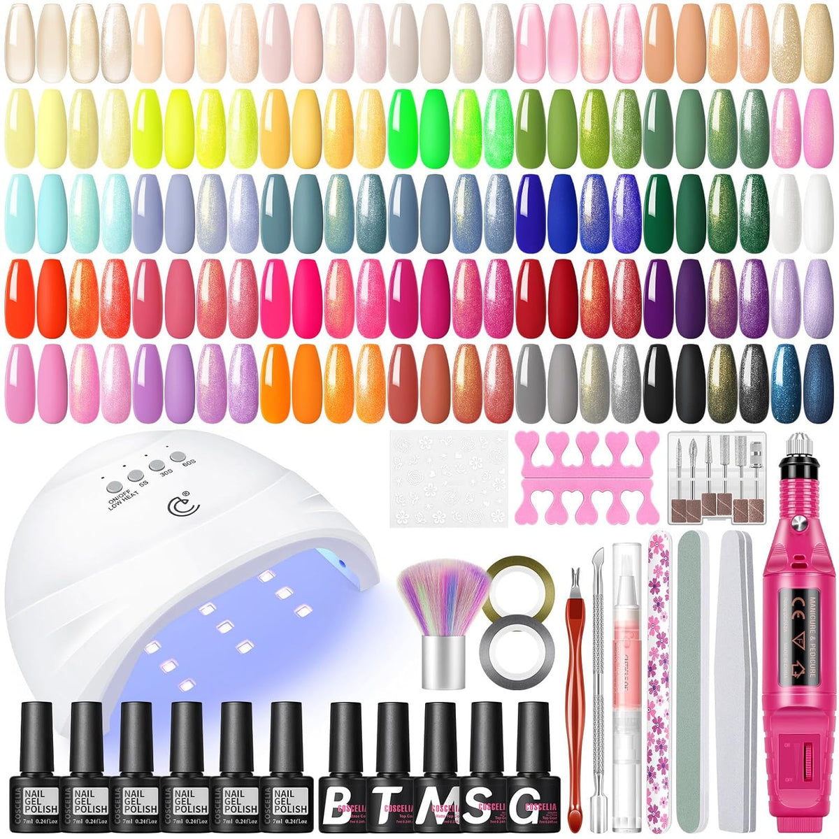 Kit de 53 piezas de esmalte de uñas de gel con luz UV y kit de inic...
