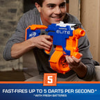 Nerf HyperFire Elite Blaster motorizado, tambor de 25 dardos, dispara hasta 5 dardos por segundo, incluye 25 dardos oficiales Elite (exclusivo de Amazon)