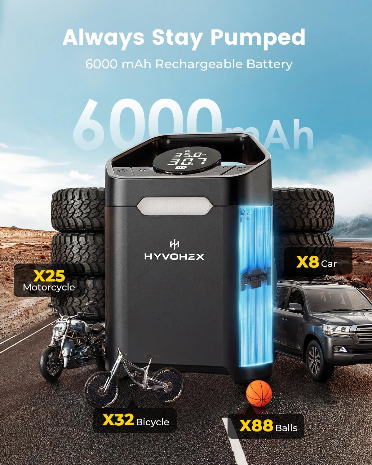 Compresor de Aire Portátil Inflador de Neumáticos de 160 PSI de Alt...