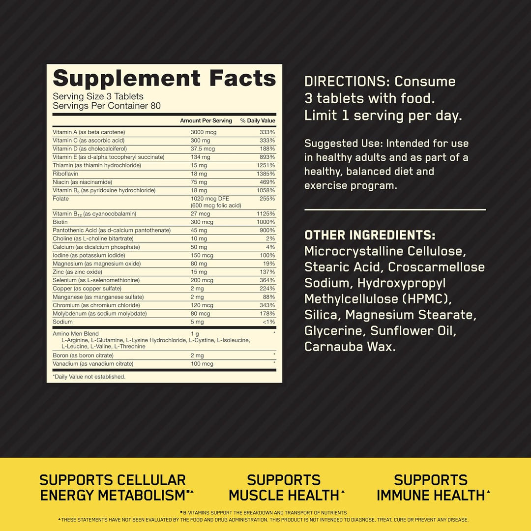 Optimum Nutrition Opti-Men - Multivitamínico diario para hombres, s...