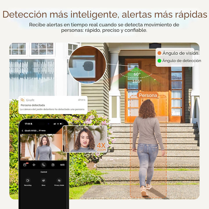 Girafit Cámara de ventana de 3 MP 2K, cámaras de interior WiFi de 2...