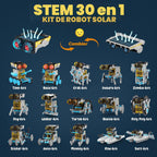 Kit de robot solar 30 en 1, 243 piezas, juego educativo STEM para niños de 8 a 12 años, regalo de experimento científico para cumpleaños (azul)
