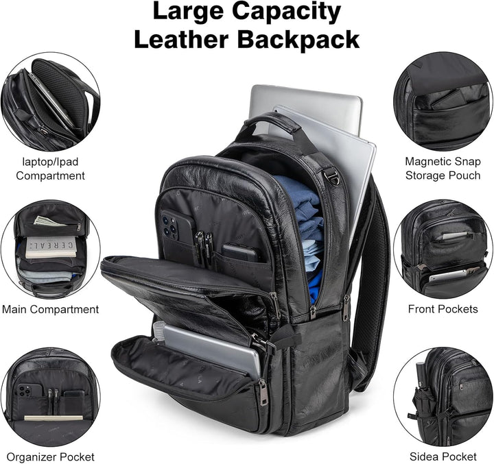 Tzowla Mochila de cuero para laptop, bolsa para hombres y mujeres,...