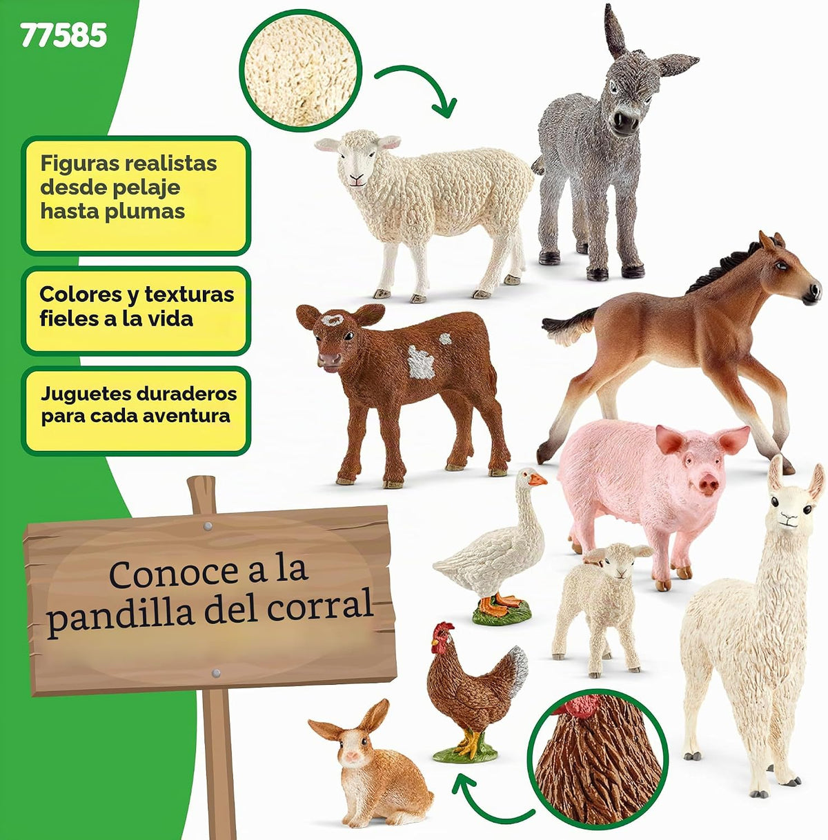 Schleich Farm World - 10Pc Farm Animal Toy Bundle - Kids Ages 3+ | 77585