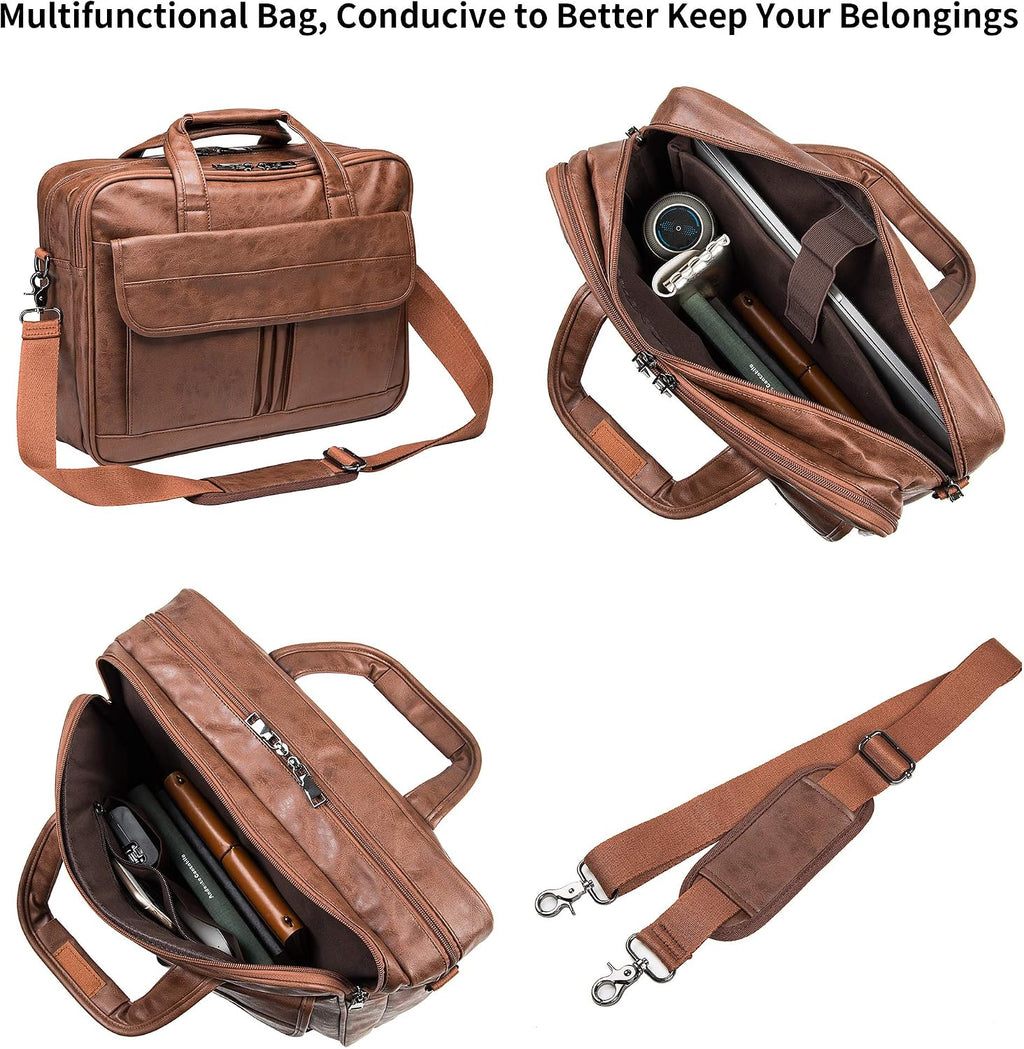 seyfocnia Bolso de viaje de negocios para hombre, bolso de mano de cuero hecho a mano, bolso de mensajero para portátil