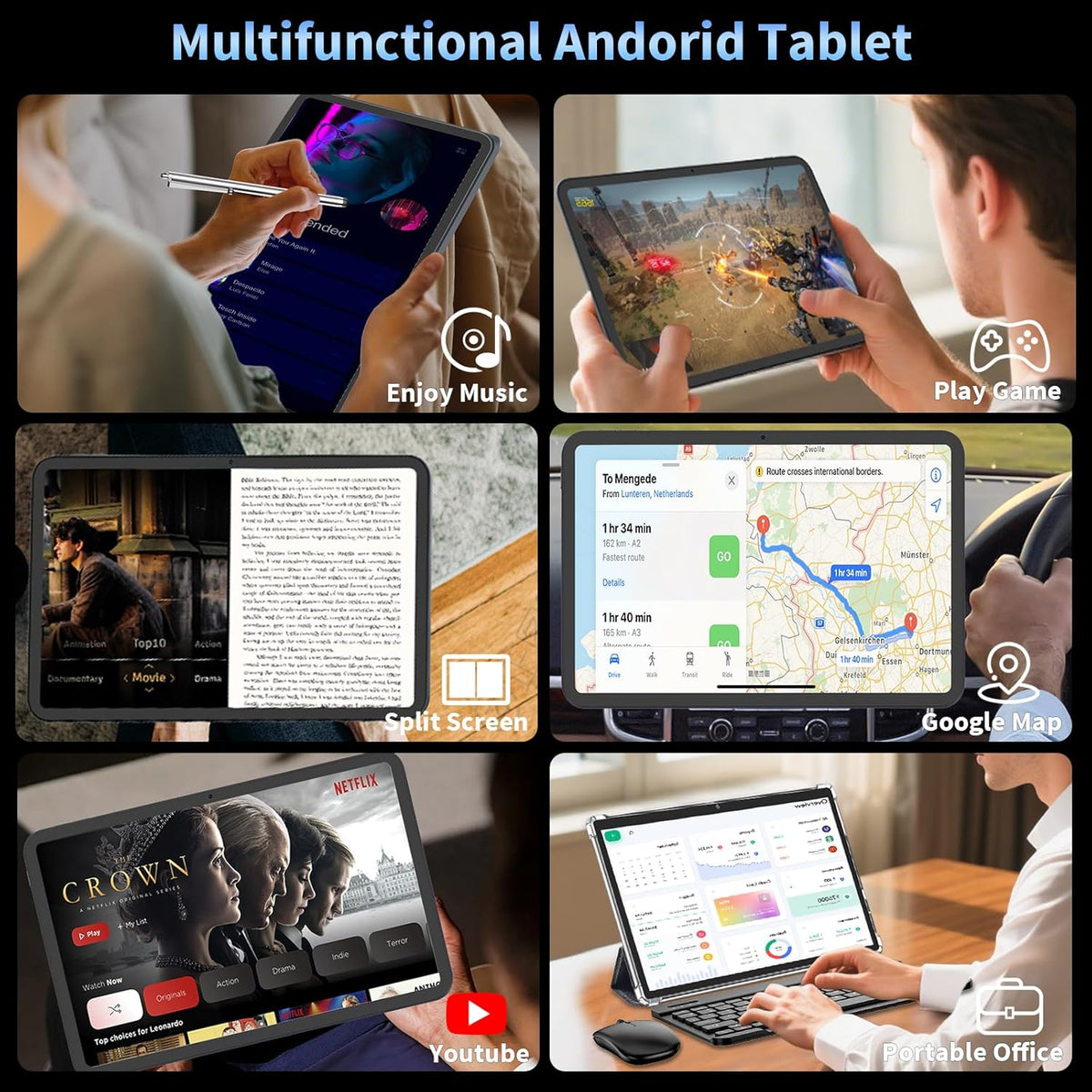 Tablet de 13 pulgadas con teclado, tableta Android 16 con Gemini AI...