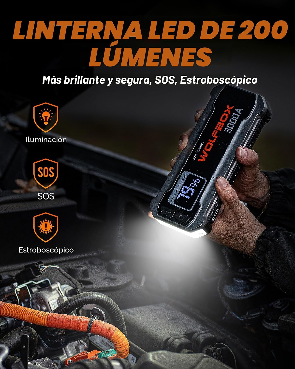 WOLFBOX 3000A Paquete de potencia de arranque de salto, 8L gasolina/6L