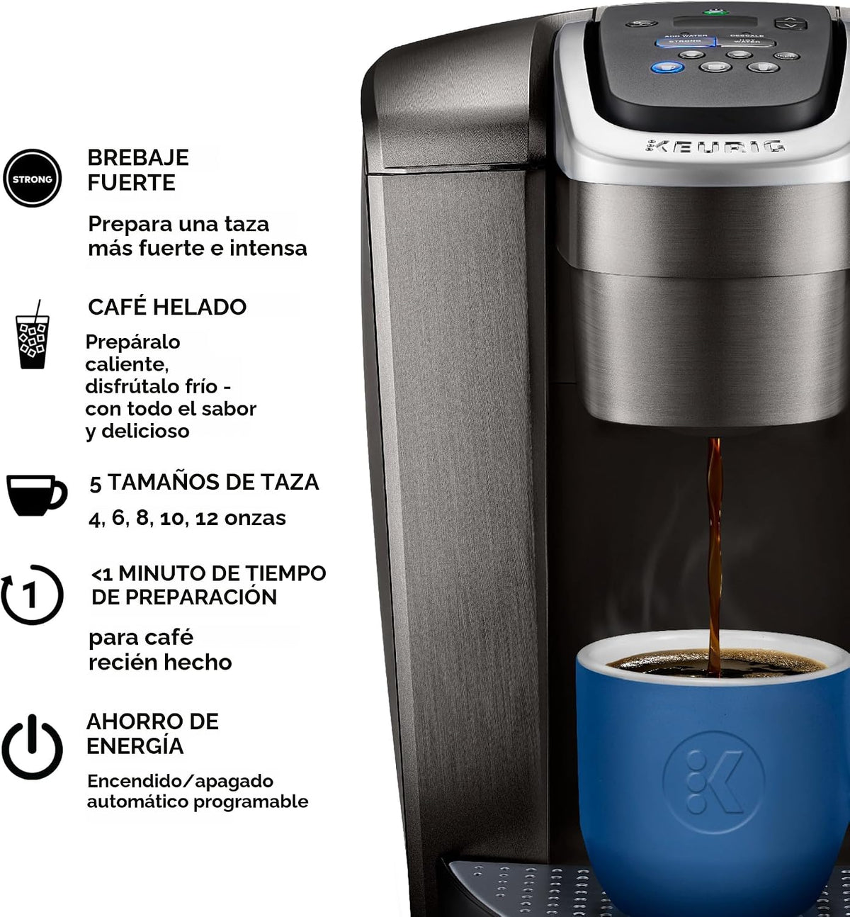 Keurig Cafetera K-Elite, cafetera de vainas K-Cup de una sola porción, con capacidad de café helado, pizarra cepillada
