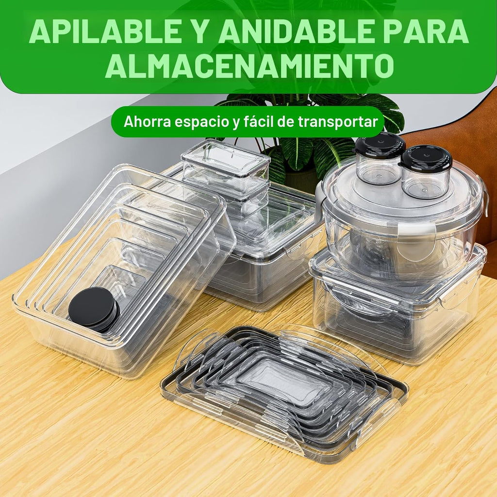 54 piezas de contenedores de almacenamiento de alimentos con tapas herméticas, (27 contenedores y 27 tapas) contenedores de plástico reutilizables sin BPA para la organización de la cocina, cajas de