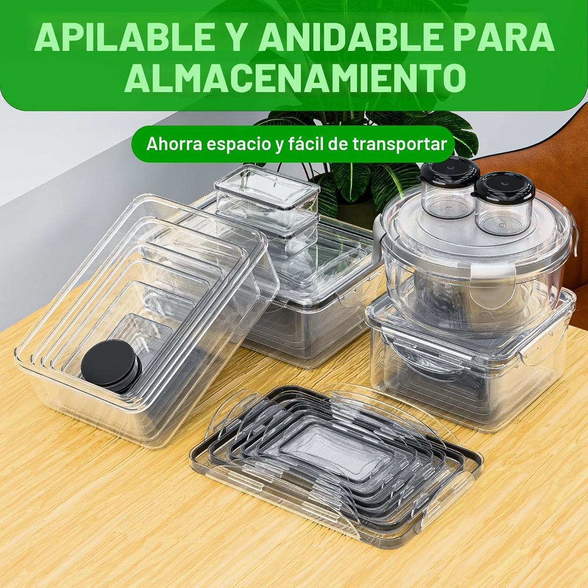 54 piezas de contenedores de almacenamiento de alimentos con tapas herméticas, (27 contenedores y 27 tapas) contenedores de plástico reutilizables sin BPA para la organización de la cocina, cajas de