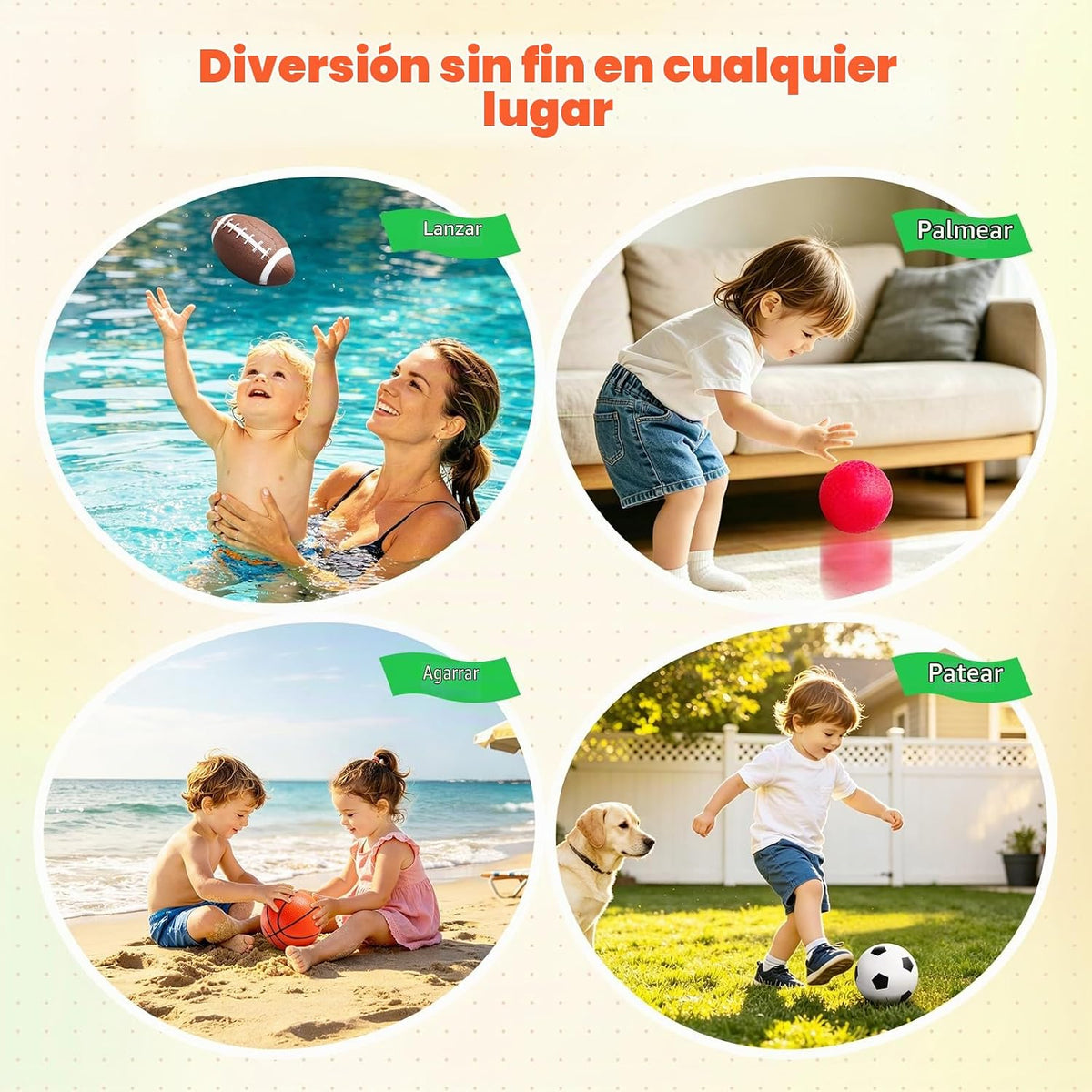Juego de 5 bolas suaves para niños, juguetes deportivos al aire