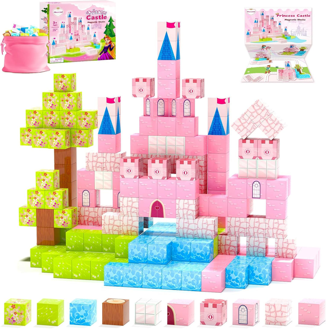 Hiwawind 84 bloques magnéticos, juguetes para niños y niñas de 3 añ...