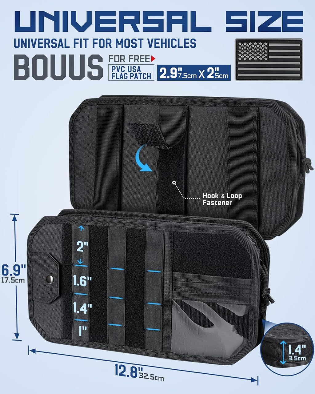 Organizador Molle para Visor Solar de Coche, Compatible con la mayoría de patrullas, camionetas, furgonetas y SUV