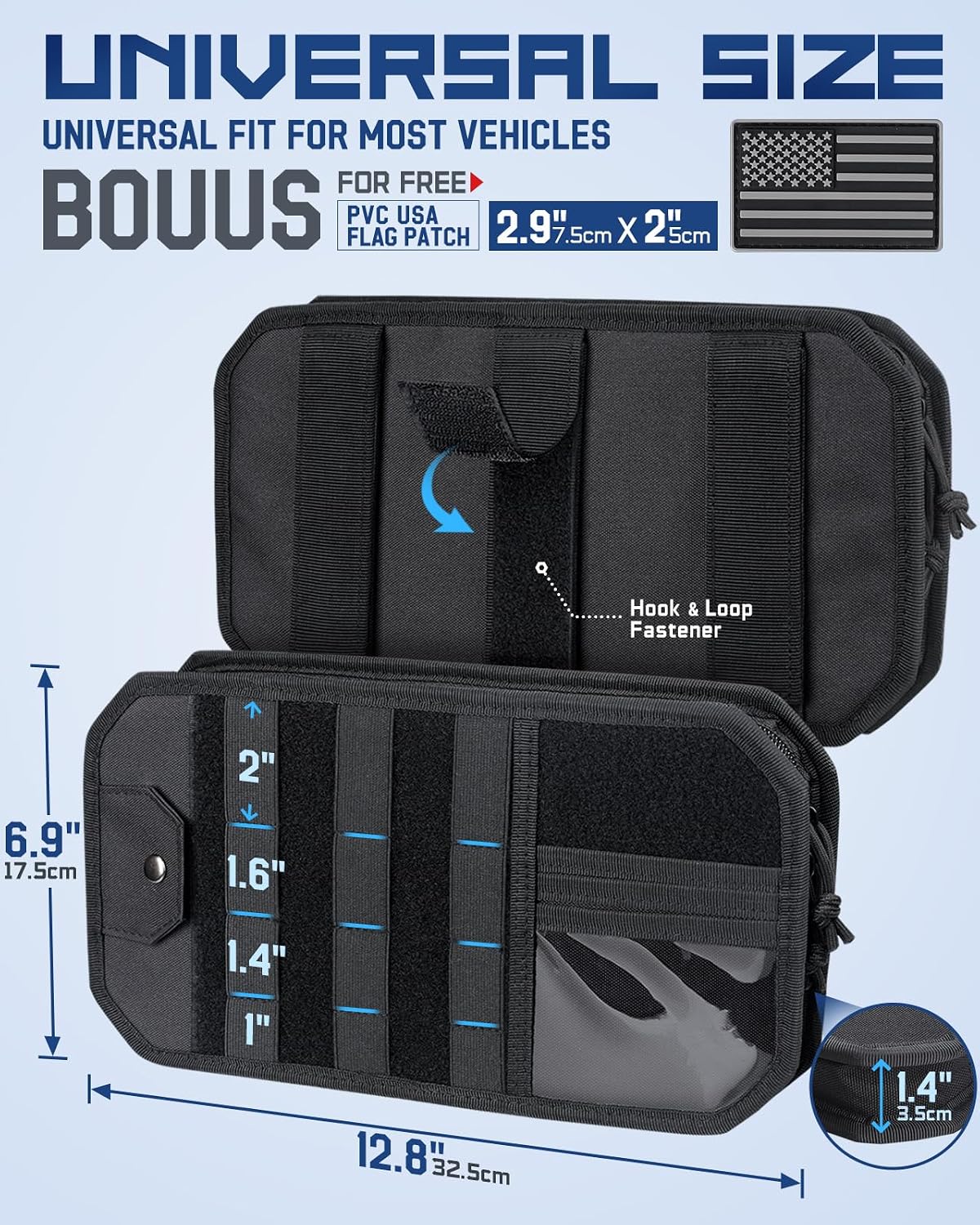 Organizador Molle para Visor Solar de Coche, Compatible con la mayoría de patrullas, camionetas, furgonetas y SUV