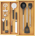 Lifewit Bamboo Utensil Organizer para Kitchen Drawer, Cooking Utensil Tray