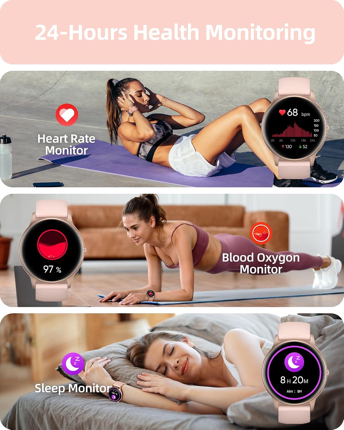 Parsonver Reloj inteligente para mujer (respuesta/hacer llamadas)