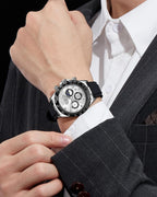 OLEVS Relojes de pulsera analógicos de cuarzo para hombre, cronógrafo, multifunción, fase lunar, fase luminosa, banda de silicona, relojes de pulsera