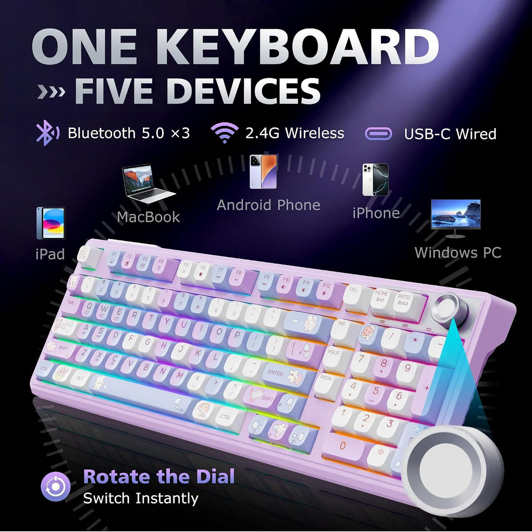 ROYALAXE F98 Teclado cremoso con teclado numérico, teclado mecánico...