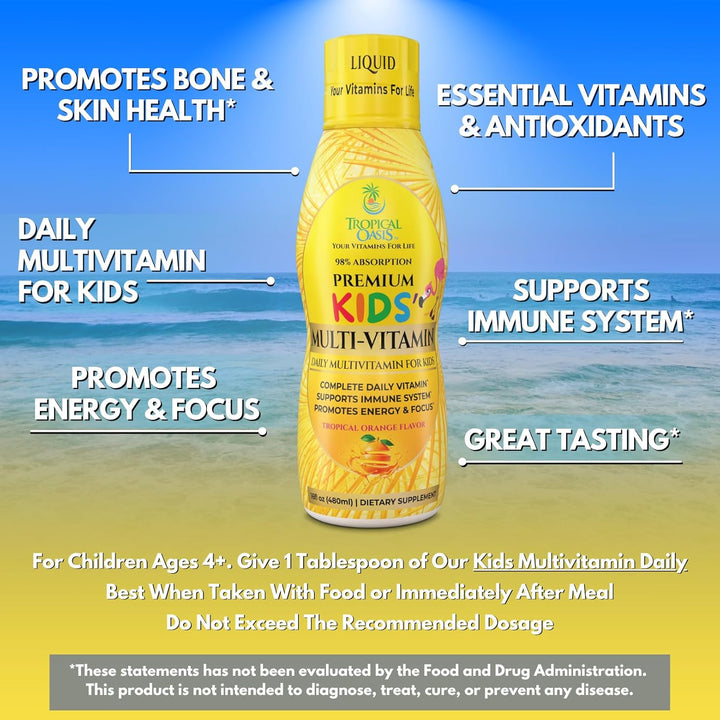 Multivitamínico líquido premium para niños | Vitaminas para niños s...