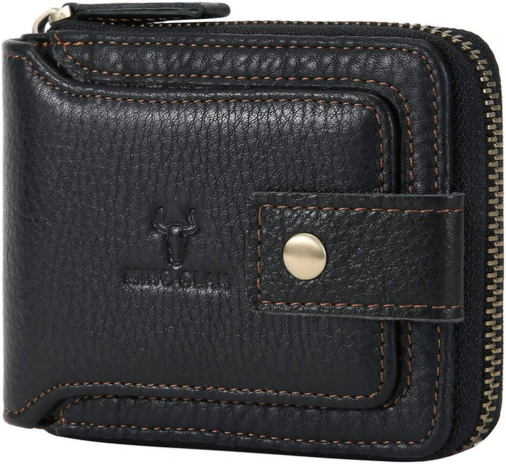 Billetera con cremallera para hombre, con bloqueo RFID, de piel, pl...