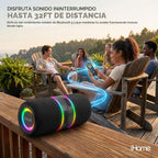 iHome Altavoz Bluetooth inalámbrico portátil 2 en 1 con luces RGB