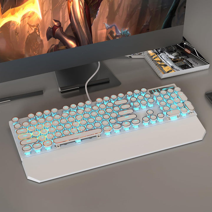 Teclado mecánico para juegos estilo máquina de escribir MageGee, te...