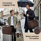 RAINSMORE Bolso de mensajero para hombre 16 pulgadas Vintage PU cuero