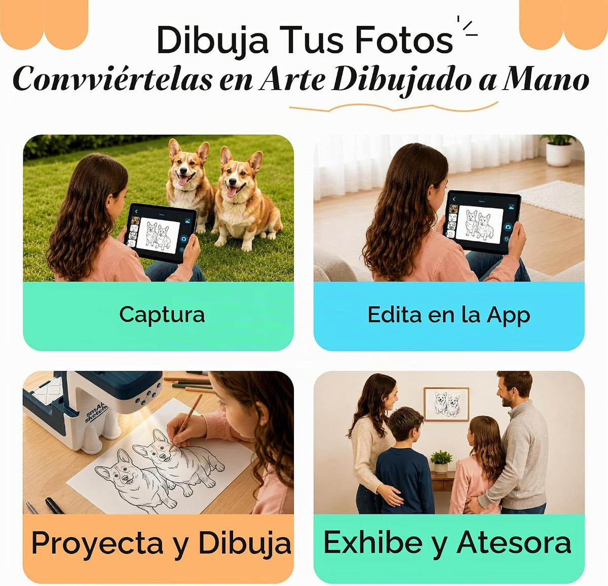 Flycatcher smART Sketcher - Proyector de dibujo AI para niños y