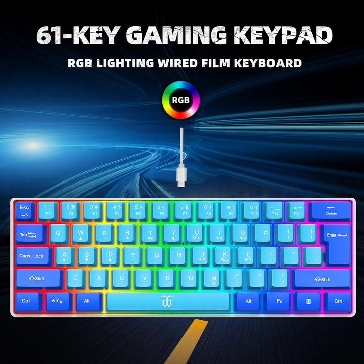 Snpurdiri - Teclado para videojuegos 60% con cable, mini teclado ul...