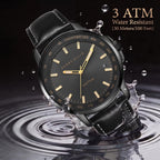 Reloj Perry Ellis para hombre con energía solar | Relojes de pulsera analógicos resistentes al agua de cuero vegano para hombre | Caja de 43mm | Bisel taquimétrico de aluminio | Elegante regalo para