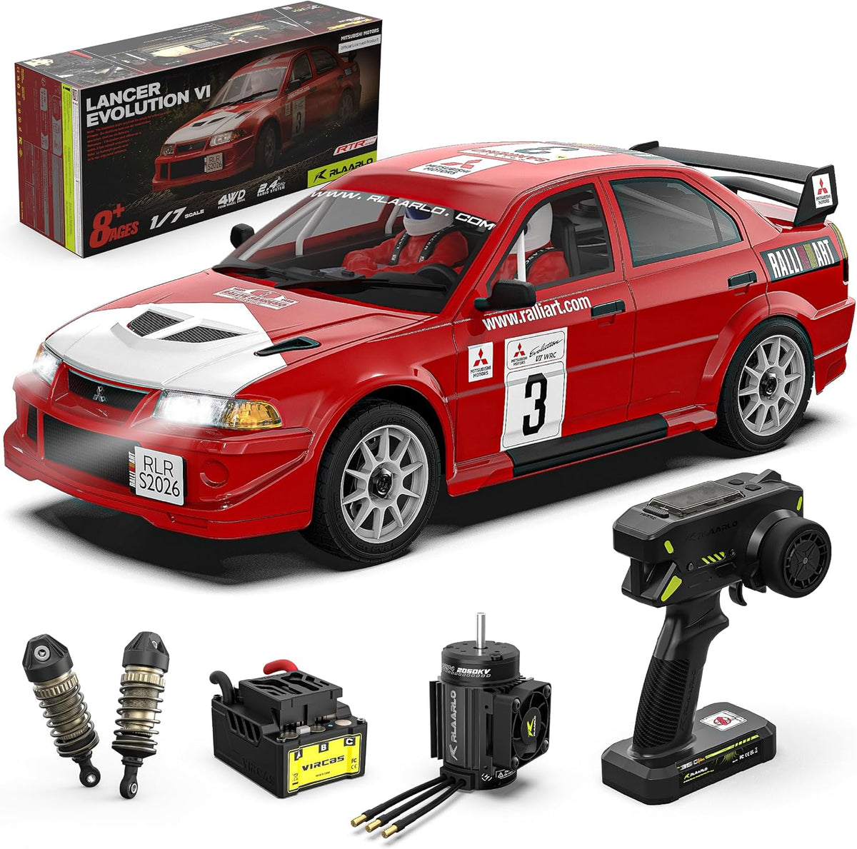 Mitsubishi EVO 6.5 TME con licencia 1/7 sin escobillas RTR Coche RC de Rally, SLEVO-07
