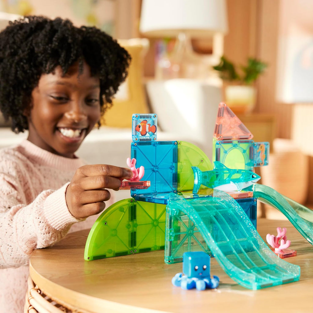 MAGNA-TILES Coral Reef - Juego de construcción magnética de 25 piezas, la marca original de construcción magnética