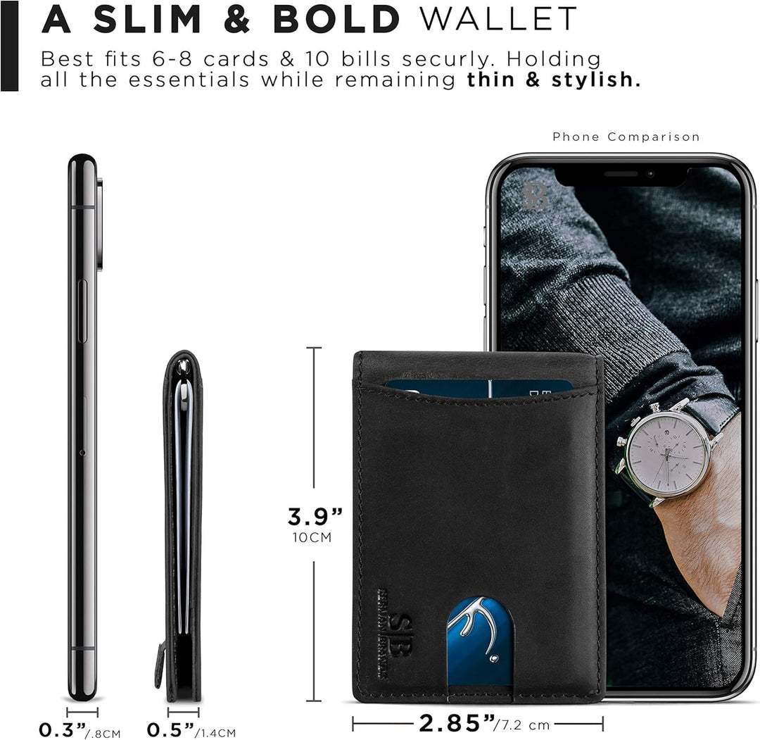 SERMAN BRANDS RFID Blocking Slim Bifold Genuine Leather Minimalist...