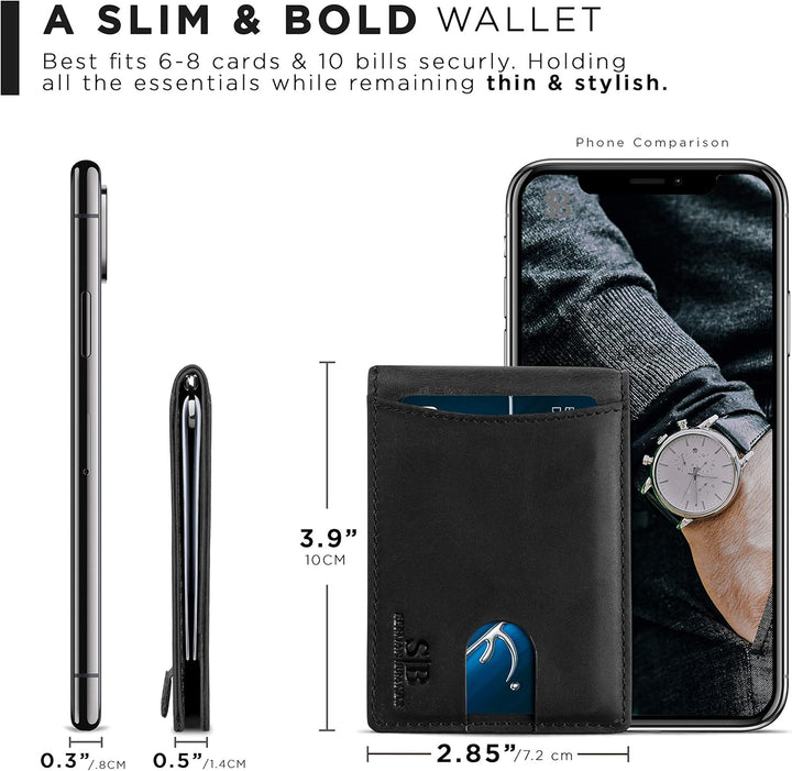 SERMAN BRANDS RFID Blocking Slim Bifold Genuine Leather Minimalist...