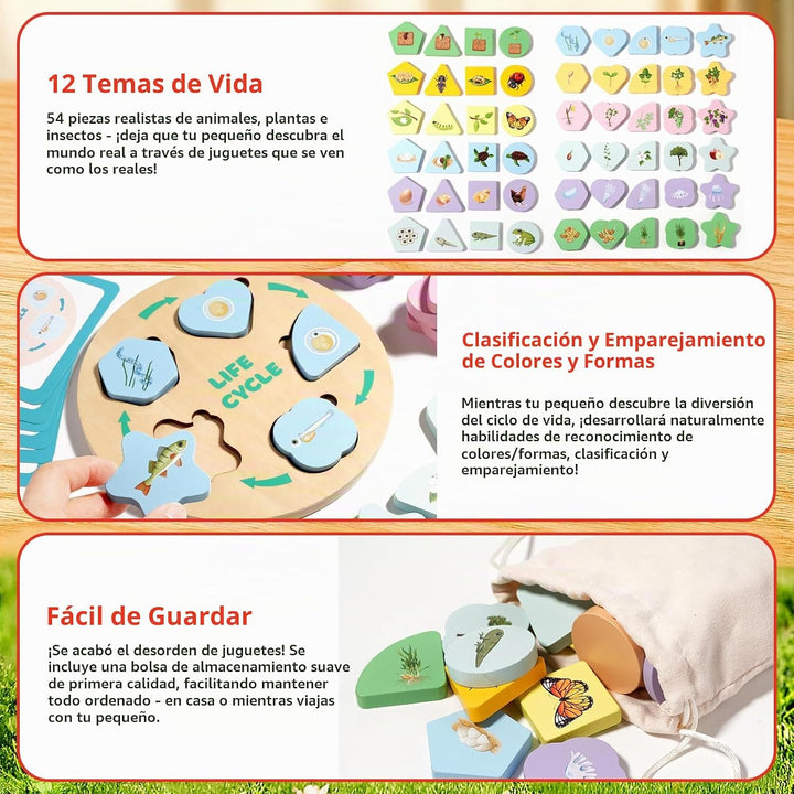 INIFEIDALA Juego de juguetes educativos de madera Montessori para p...