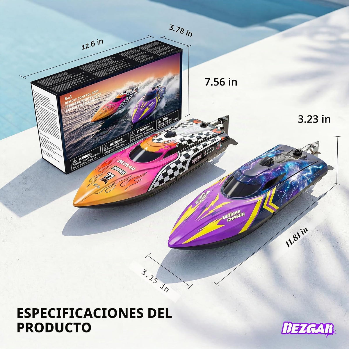 BEZGAR TX136 12 pulgadas 25 KPH Fast RC Speed Boat para niños