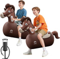 QPAU Juguete Inflable Saltador Caballo, Paquete de 2 con Bomba de Mano
